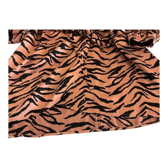 Reformation Tiger Print Wrap Dress Women’s Size Small Long Sleeve V-Neck Mini - Picture 4 of 6